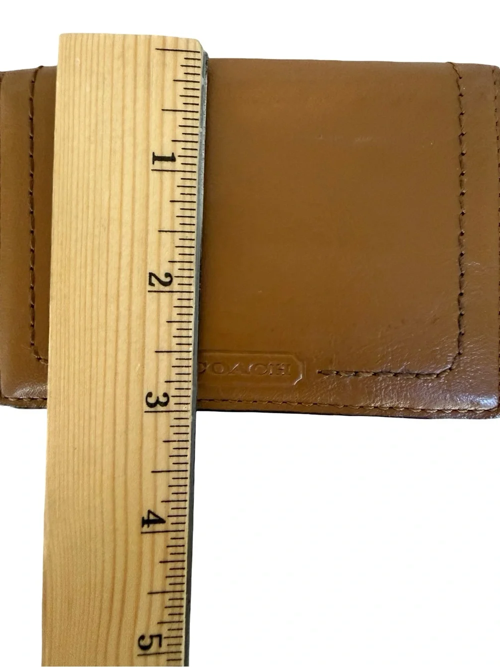 Coach Women’s Tan Cream Leather Card Holder Wallet